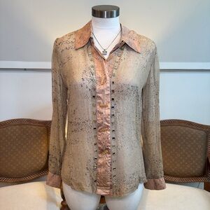 Vintage 00s VERY VERA Silk Sheer Button Up Blouse